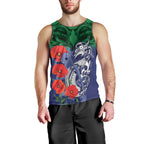 Custom Warriors Rugby ANZAC Men Tank Top Gallipoli Soldier With Aboriginal Art