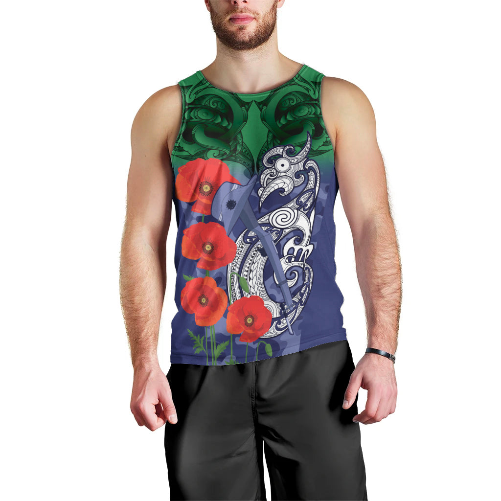 Custom Warriors Rugby ANZAC Men Tank Top Gallipoli Soldier With Aboriginal Art