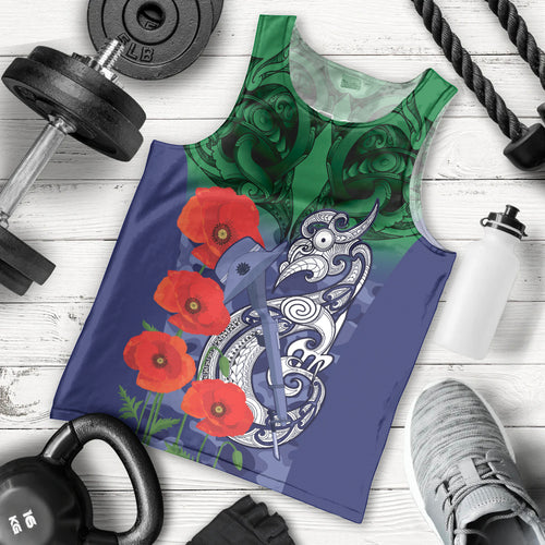 Custom Warriors Rugby ANZAC Men Tank Top Gallipoli Soldier With Aboriginal Art