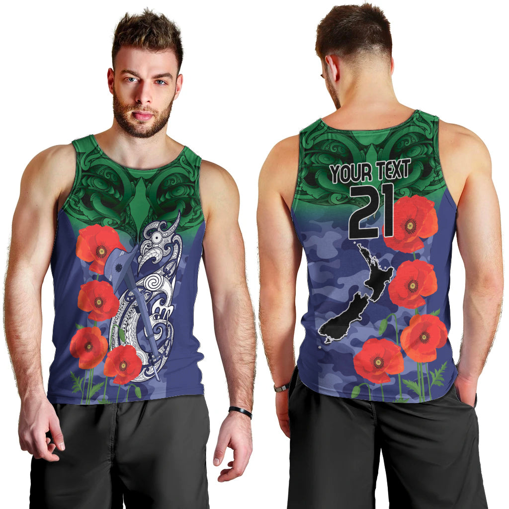 Custom Warriors Rugby ANZAC Men Tank Top Gallipoli Soldier With Aboriginal Art