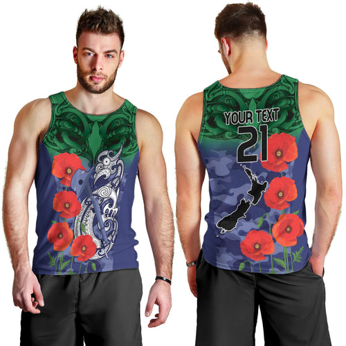 Custom Warriors Rugby ANZAC Men Tank Top Gallipoli Soldier With Aboriginal Art