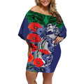 Custom Warriors Rugby ANZAC Off Shoulder Short Dress Gallipoli Soldier With Aboriginal Art