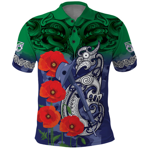 Custom Warriors Rugby ANZAC Polo Shirt Gallipoli Soldier With Aboriginal Art