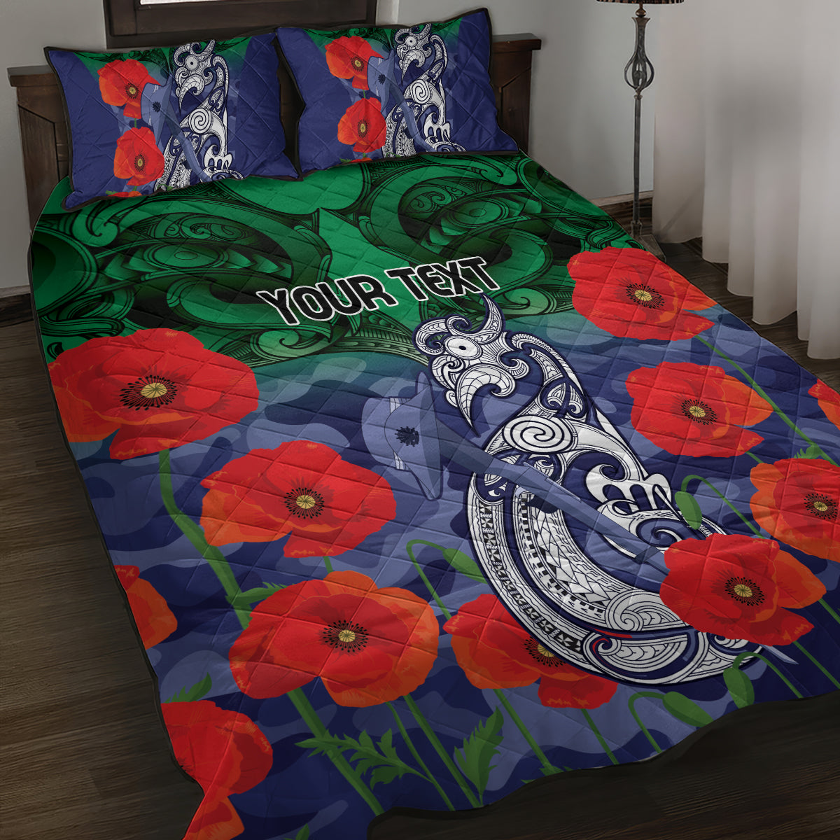 Custom Warriors Rugby ANZAC Quilt Bed Set Gallipoli Soldier With Aboriginal Art
