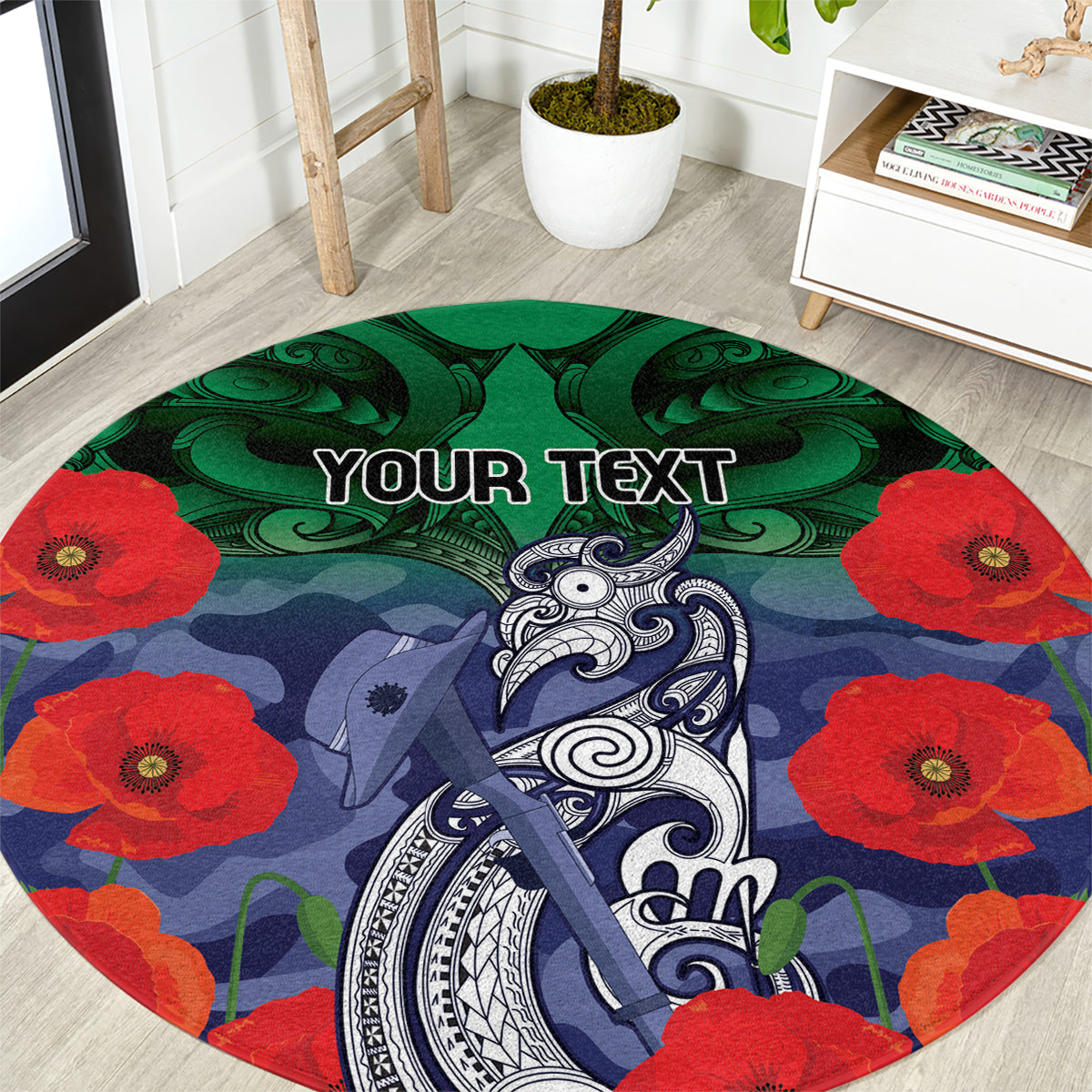 Custom Warriors Rugby ANZAC Round Carpet Gallipoli Soldier With Aboriginal Art