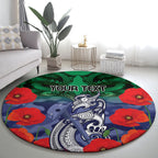 Custom Warriors Rugby ANZAC Round Carpet Gallipoli Soldier With Aboriginal Art