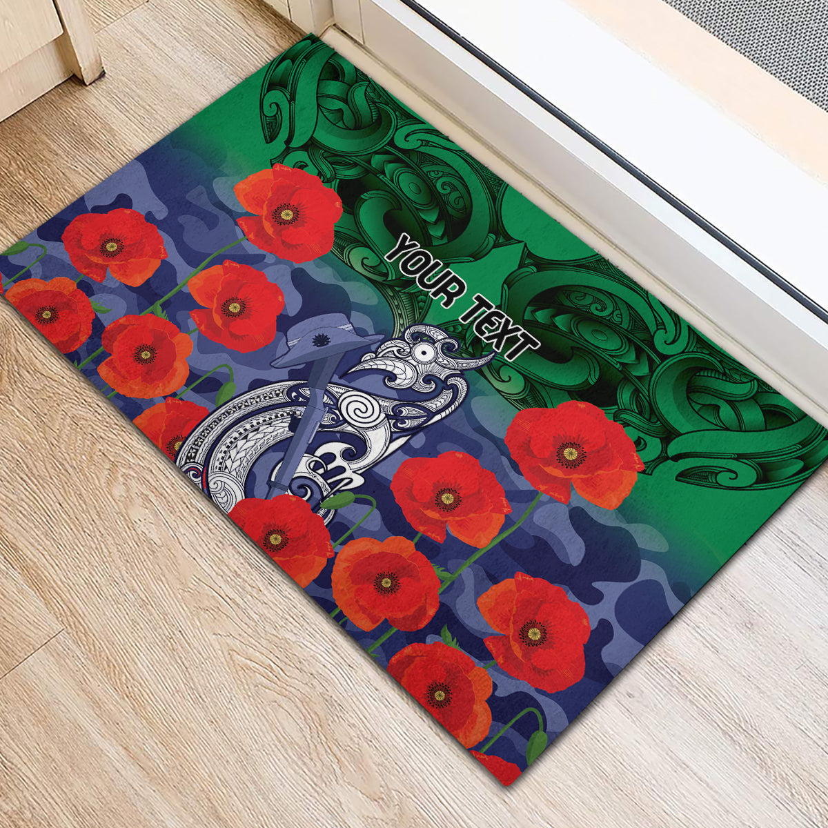 Custom Warriors Rugby ANZAC Rubber Doormat Gallipoli Soldier With Aboriginal Art