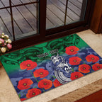 Custom Warriors Rugby ANZAC Rubber Doormat Gallipoli Soldier With Aboriginal Art