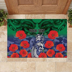 Custom Warriors Rugby ANZAC Rubber Doormat Gallipoli Soldier With Aboriginal Art