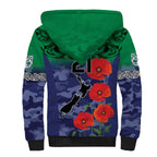 Custom Warriors Rugby ANZAC Sherpa Hoodie Gallipoli Soldier With Aboriginal Art
