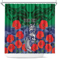Custom Warriors Rugby ANZAC Shower Curtain Gallipoli Soldier With Aboriginal Art