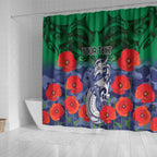 Custom Warriors Rugby ANZAC Shower Curtain Gallipoli Soldier With Aboriginal Art
