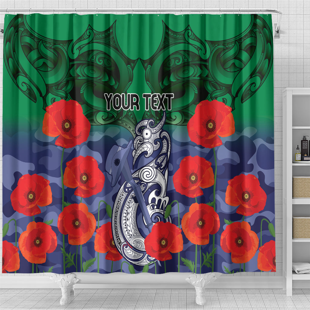 Custom Warriors Rugby ANZAC Shower Curtain Gallipoli Soldier With Aboriginal Art