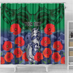 Custom Warriors Rugby ANZAC Shower Curtain Gallipoli Soldier With Aboriginal Art