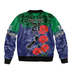 Custom Warriors Rugby ANZAC Sleeve Zip Bomber Jacket Gallipoli Soldier With Aboriginal Art