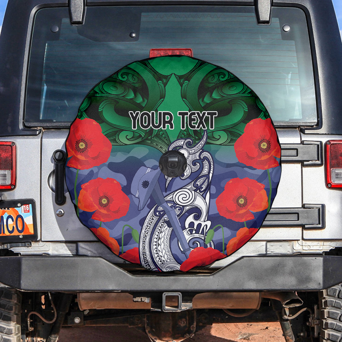 Custom Warriors Rugby ANZAC Spare Tire Cover Gallipoli Soldier With Aboriginal Art