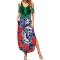 Custom Warriors Rugby ANZAC Summer Maxi Dress Gallipoli Soldier With Aboriginal Art