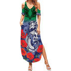 Custom Warriors Rugby ANZAC Summer Maxi Dress Gallipoli Soldier With Aboriginal Art