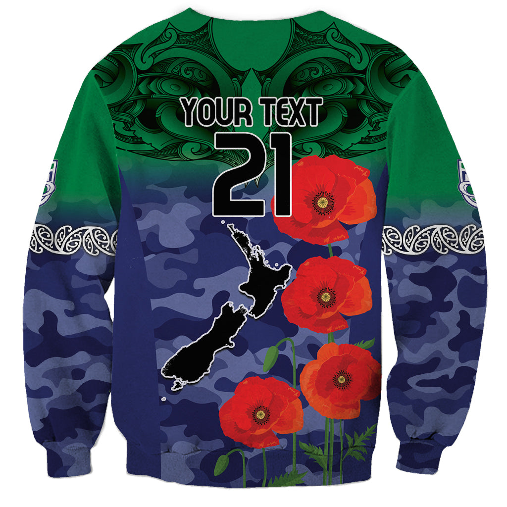 Custom Warriors Rugby ANZAC Sweatshirt Gallipoli Soldier With Aboriginal Art