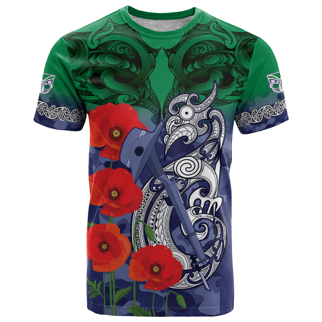 Custom Warriors Rugby ANZAC T Shirt Gallipoli Soldier With Aboriginal Art