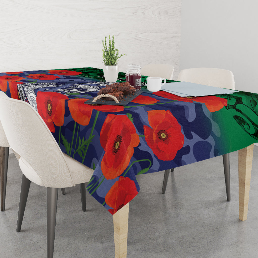 Custom Warriors Rugby ANZAC Tablecloth Gallipoli Soldier With Aboriginal Art
