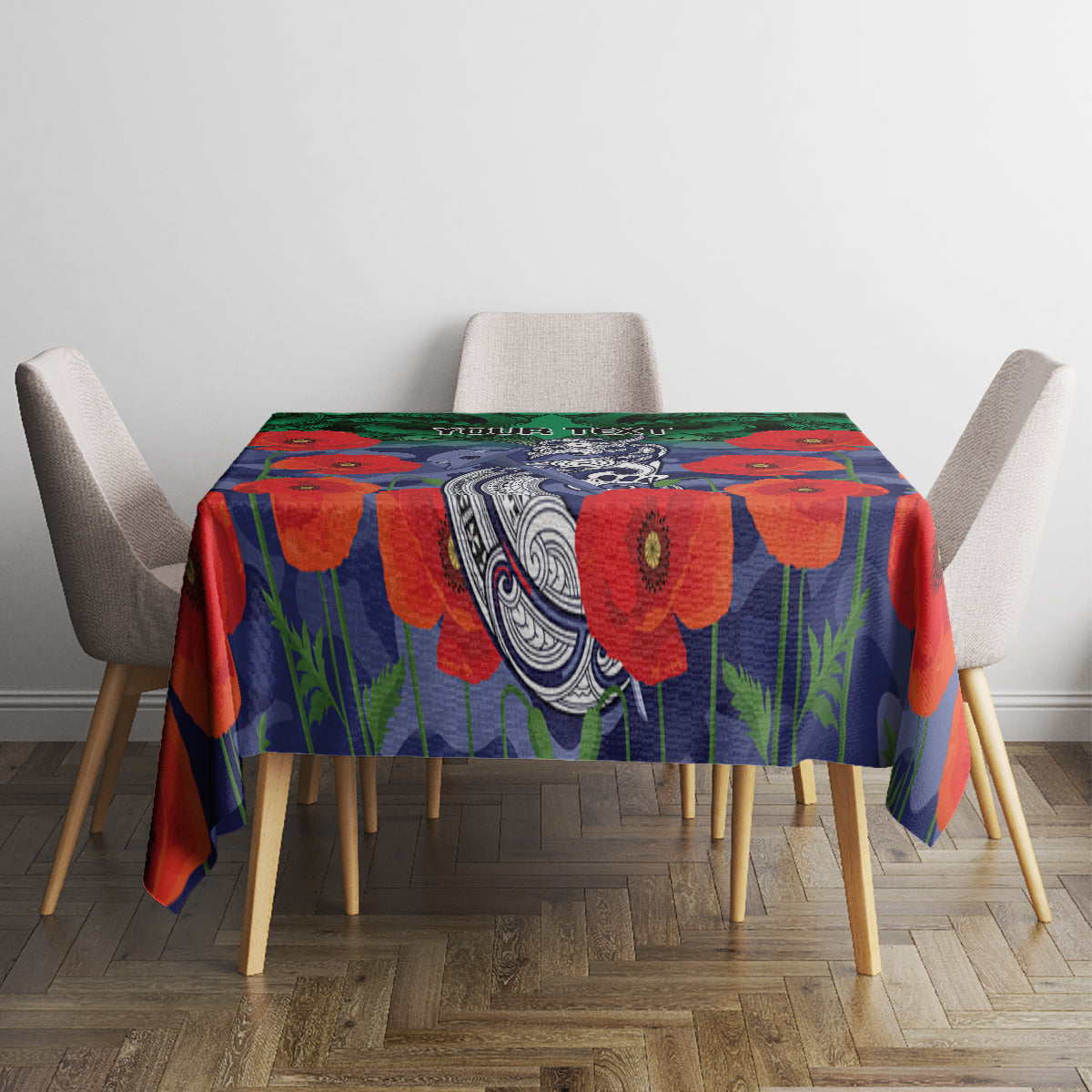 Custom Warriors Rugby ANZAC Tablecloth Gallipoli Soldier With Aboriginal Art