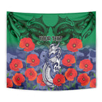 Custom Warriors Rugby ANZAC Tapestry Gallipoli Soldier With Aboriginal Art