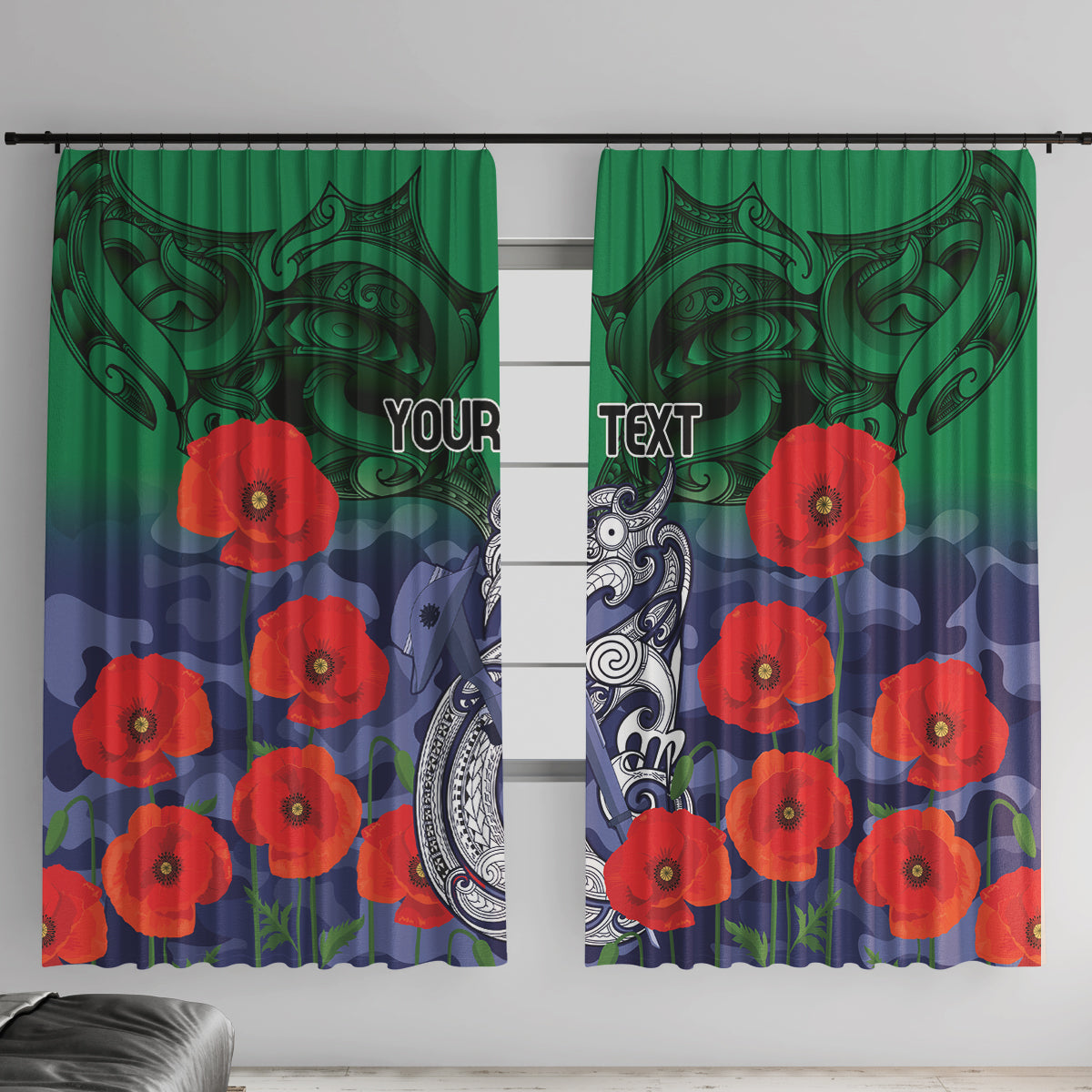 Custom Warriors Rugby ANZAC Window Curtain Gallipoli Soldier With Aboriginal Art