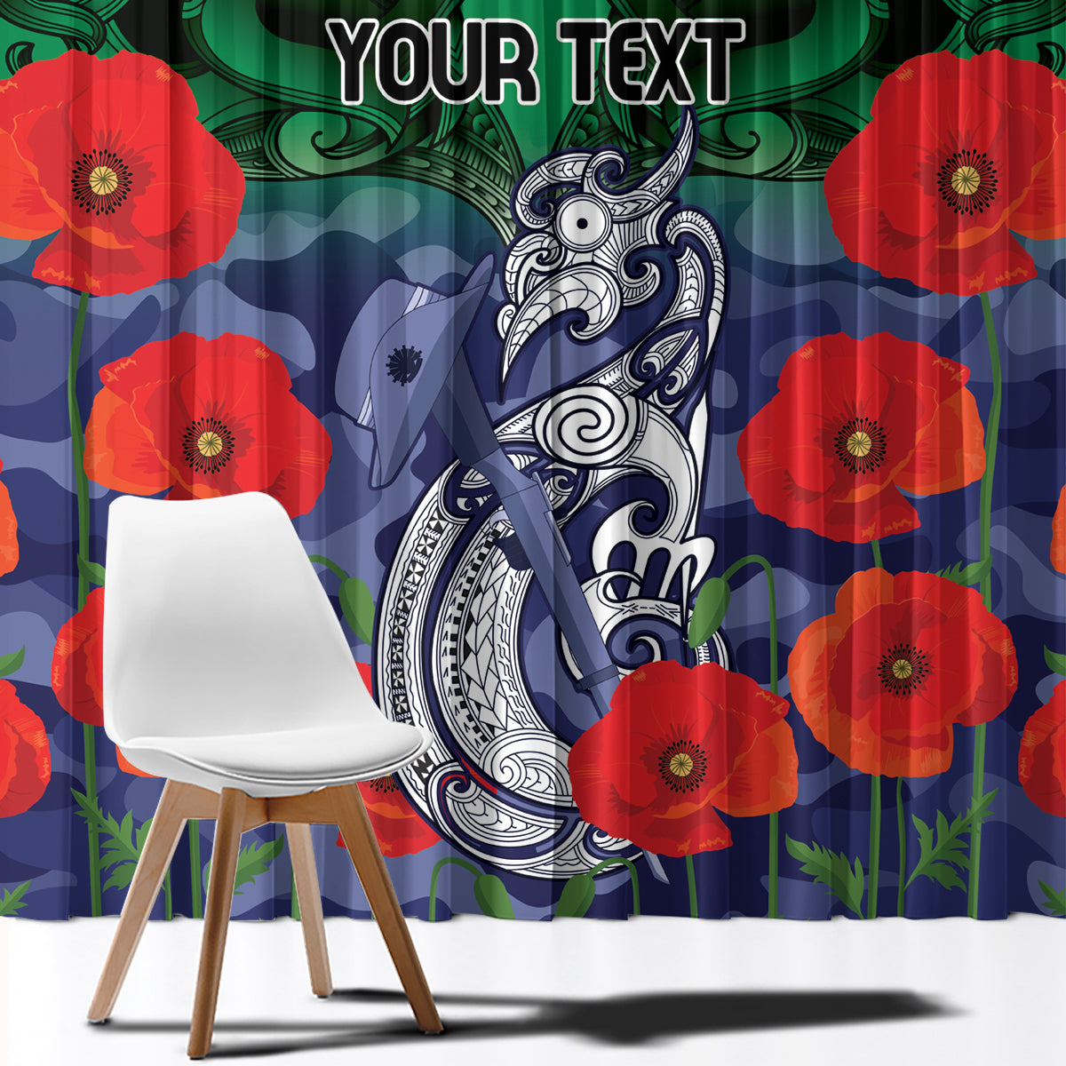 Custom Warriors Rugby ANZAC Window Curtain Gallipoli Soldier With Aboriginal Art