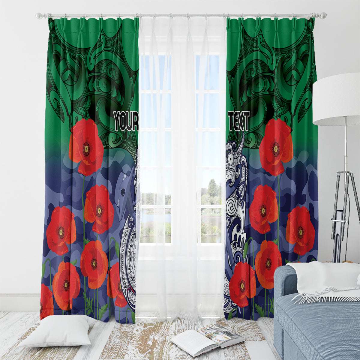 Custom Warriors Rugby ANZAC Window Curtain Gallipoli Soldier With Aboriginal Art