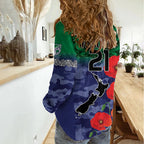 Custom Warriors Rugby ANZAC Women Casual Shirt Gallipoli Soldier With Aboriginal Art