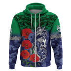 Custom Warriors Rugby ANZAC Zip Hoodie Gallipoli Soldier With Aboriginal Art
