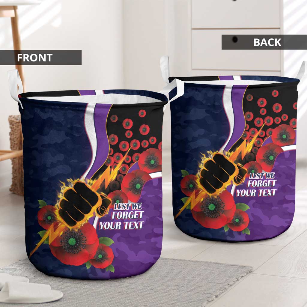 Melbourne Storm ANZAC Personalised Laundry Basket Lest We Forget Poppy Camo