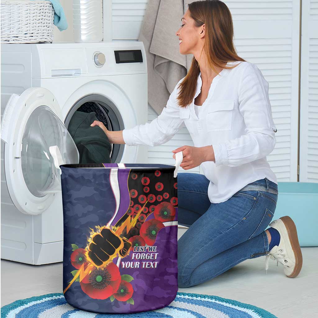 Melbourne Storm ANZAC Personalised Laundry Basket Lest We Forget Poppy Camo