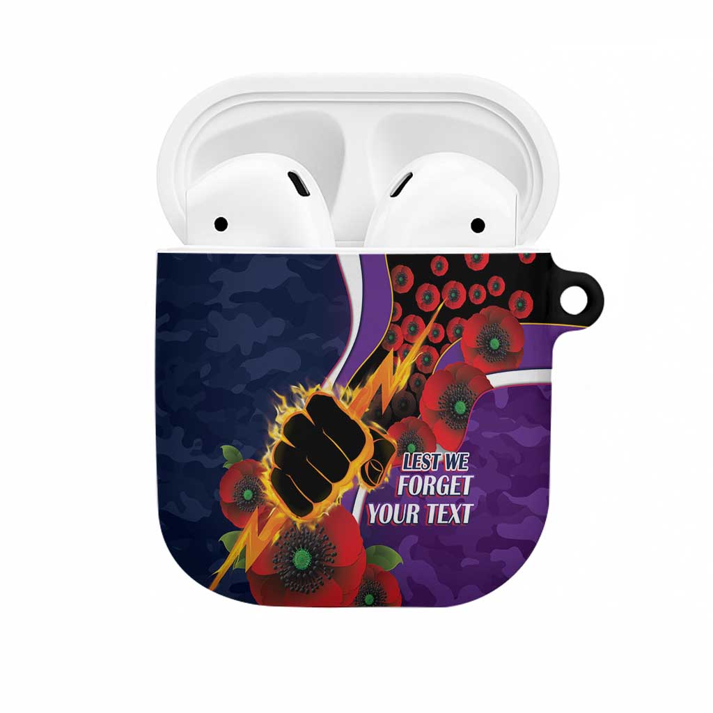 Melbourne Storm ANZAC Personalised AirPods Case Lest We Forget Poppy Camo