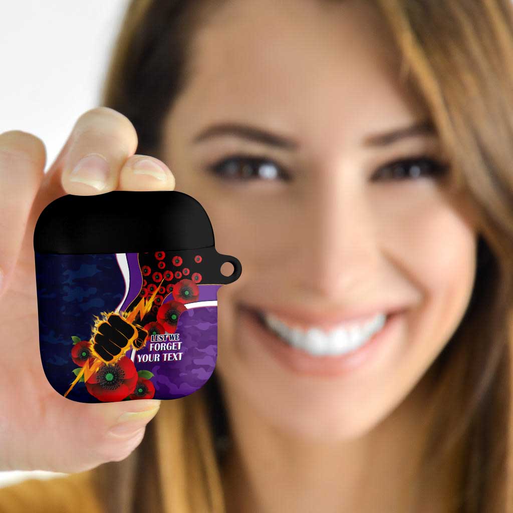 Melbourne Storm ANZAC Personalised AirPods Case Lest We Forget Poppy Camo