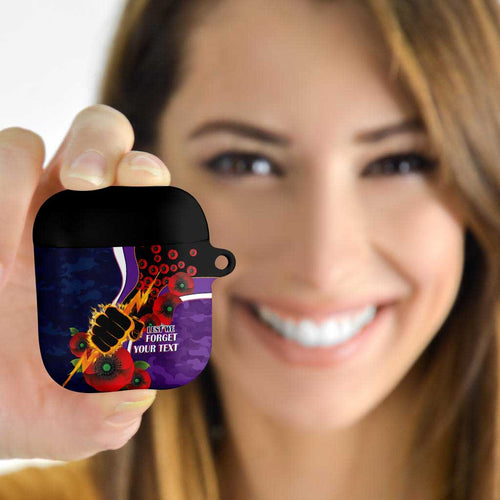 Melbourne Storm ANZAC Personalised AirPods Case Lest We Forget Poppy Camo