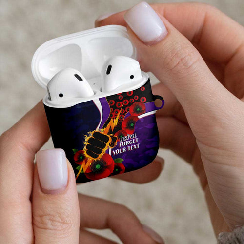 Melbourne Storm ANZAC Personalised AirPods Case Lest We Forget Poppy Camo