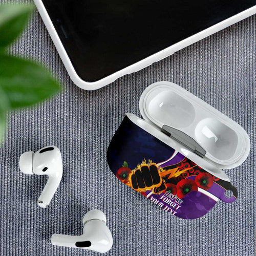 Melbourne Storm ANZAC Personalised AirPods Case Lest We Forget Poppy Camo