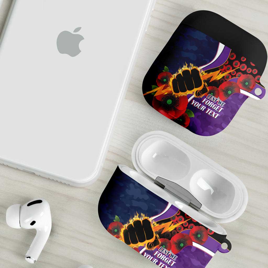 Melbourne Storm ANZAC Personalised AirPods Case Lest We Forget Poppy Camo