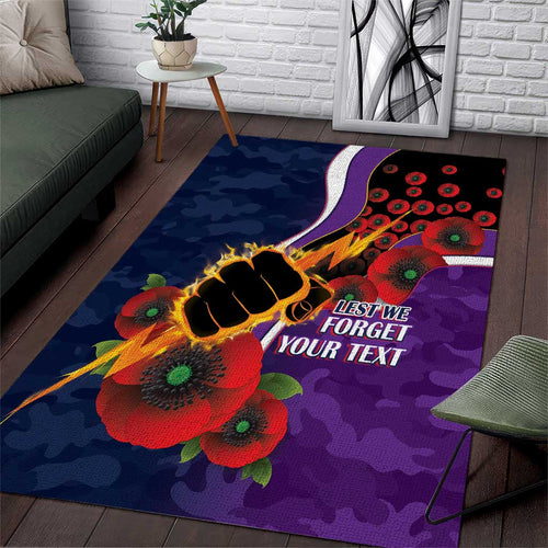 Melbourne Storm ANZAC Personalised Area Rug Lest We Forget Poppy Camo