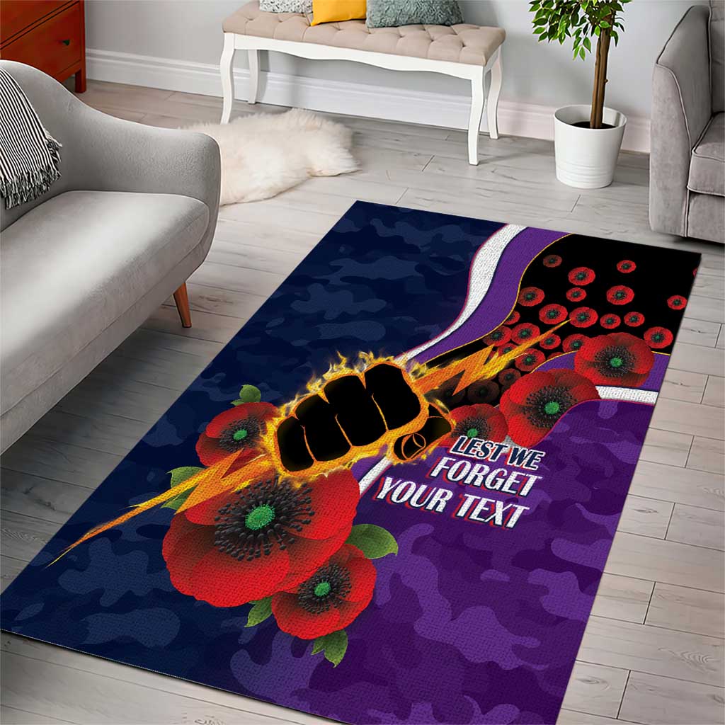Melbourne Storm ANZAC Personalised Area Rug Lest We Forget Poppy Camo