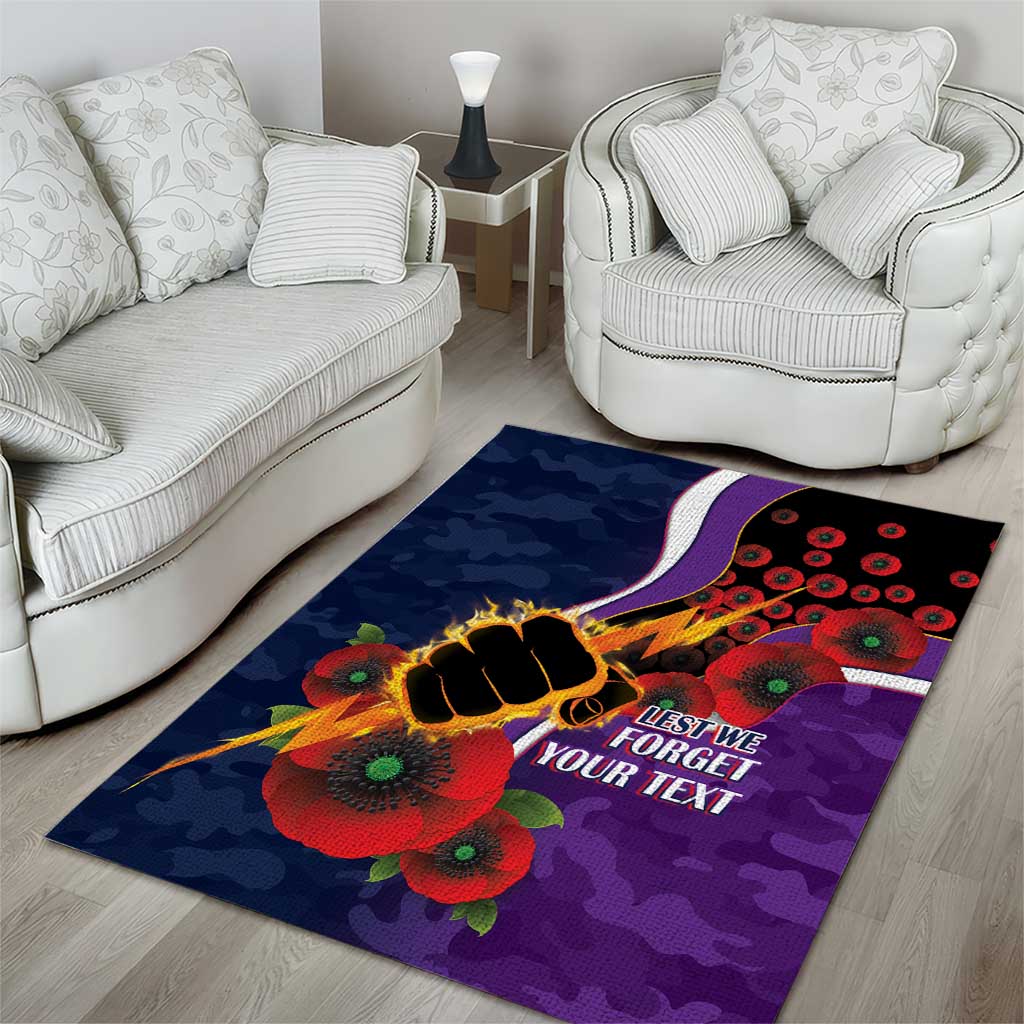 Melbourne Storm ANZAC Personalised Area Rug Lest We Forget Poppy Camo