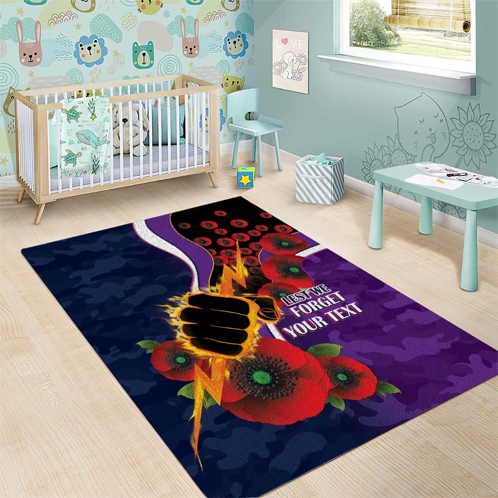 Melbourne Storm ANZAC Personalised Area Rug Lest We Forget Poppy Camo