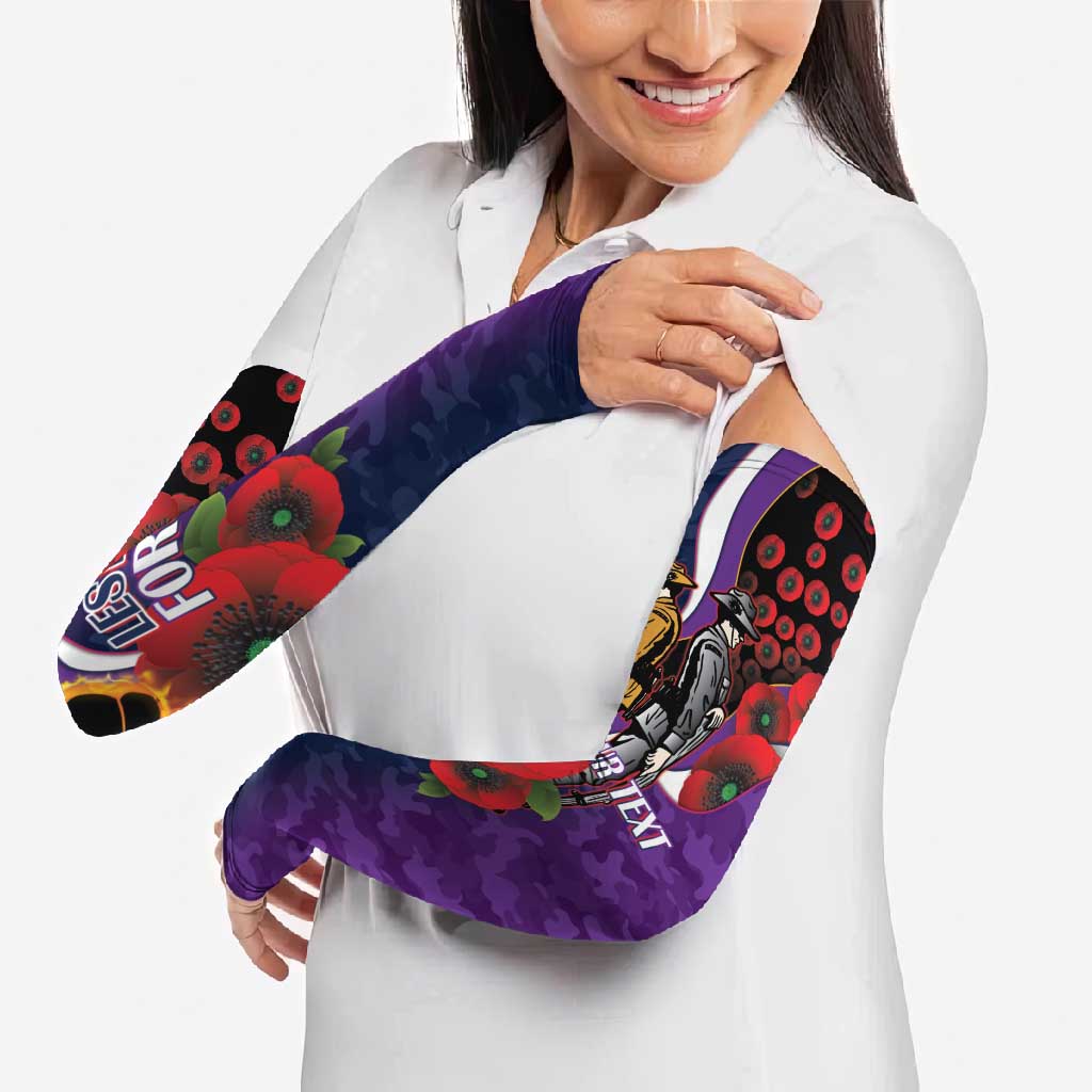 Melbourne Storm ANZAC Personalised Arm Sleeves Lest We Forget Poppy Camo