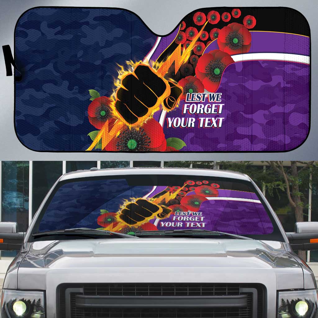 Melbourne Storm ANZAC Personalised Auto Sun Shade Lest We Forget Poppy Camo