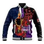 Melbourne Storm ANZAC Personalised Baseball Jacket Lest We Forget Poppy Camo