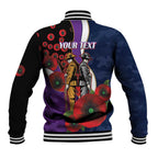 Melbourne Storm ANZAC Personalised Baseball Jacket Lest We Forget Poppy Camo