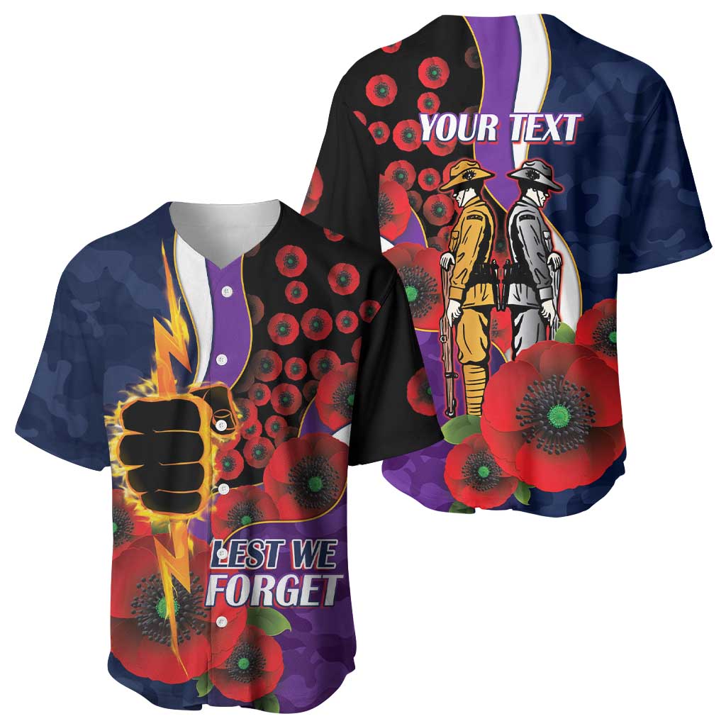 Melbourne Storm ANZAC Personalised Baseball Jersey Lest We Forget Poppy Camo