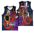 Melbourne Storm ANZAC Personalised Basketball Jersey Lest We Forget Poppy Camo